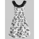 Music Note Butterfly Print Vintage Dress