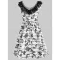 Music Note Butterfly Print Vintage Dress