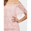 Off Shoulder Ruffled Lace Bodycon Dress