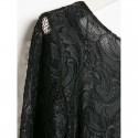 Openwork Design Long Sleeve Round Collar Backless Black Color Lace Packet Buttock Dress