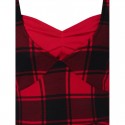 Plaid Print Sweetheart Neck Midi Vintage Flare Dress