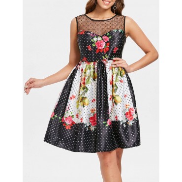 Print Knee Length Flare Dress