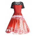 Print Lace Panel Vintage Party Dress