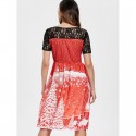 Print Lace Panel Vintage Party Dress