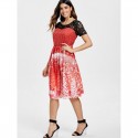 Print Lace Panel Vintage Party Dress