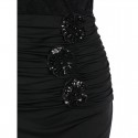 See Through Drape Design Lace Sheath Dress