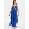 See Through Lace Insert Maxi Flowing Dress