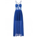 See Through Lace Insert Maxi Flowing Dress