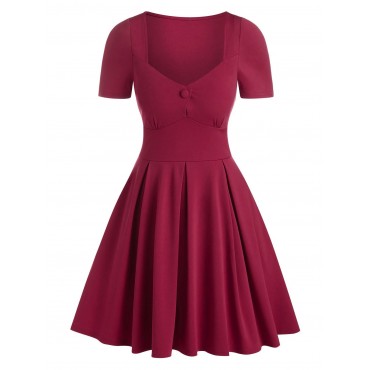 Short Sleeve Mini Vintage Flare Dress