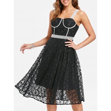 Sleeveless Two Tone Lace Dress