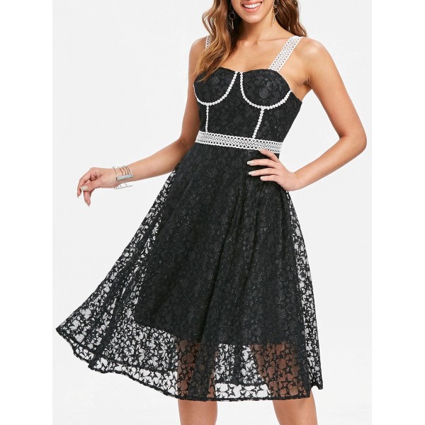 Sleeveless Two Tone Lace Dress