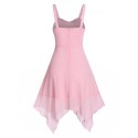 Solid Crisscross Asymmetrical Chiffon Dress