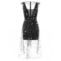 Stars Embroidery Ruffled Lace Dress