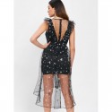 Stars Embroidery Ruffled Lace Dress