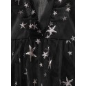 Stars Embroidery Ruffled Lace Dress