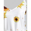 Sunflower Print Belted Cami Vacation Dress