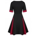 Two Tone A Line Scoop Collar Dress