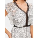 V-neck Floral Lace Flounce Dress