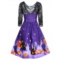 Vintage Lace Sleeve Halloween Party Swing Dress